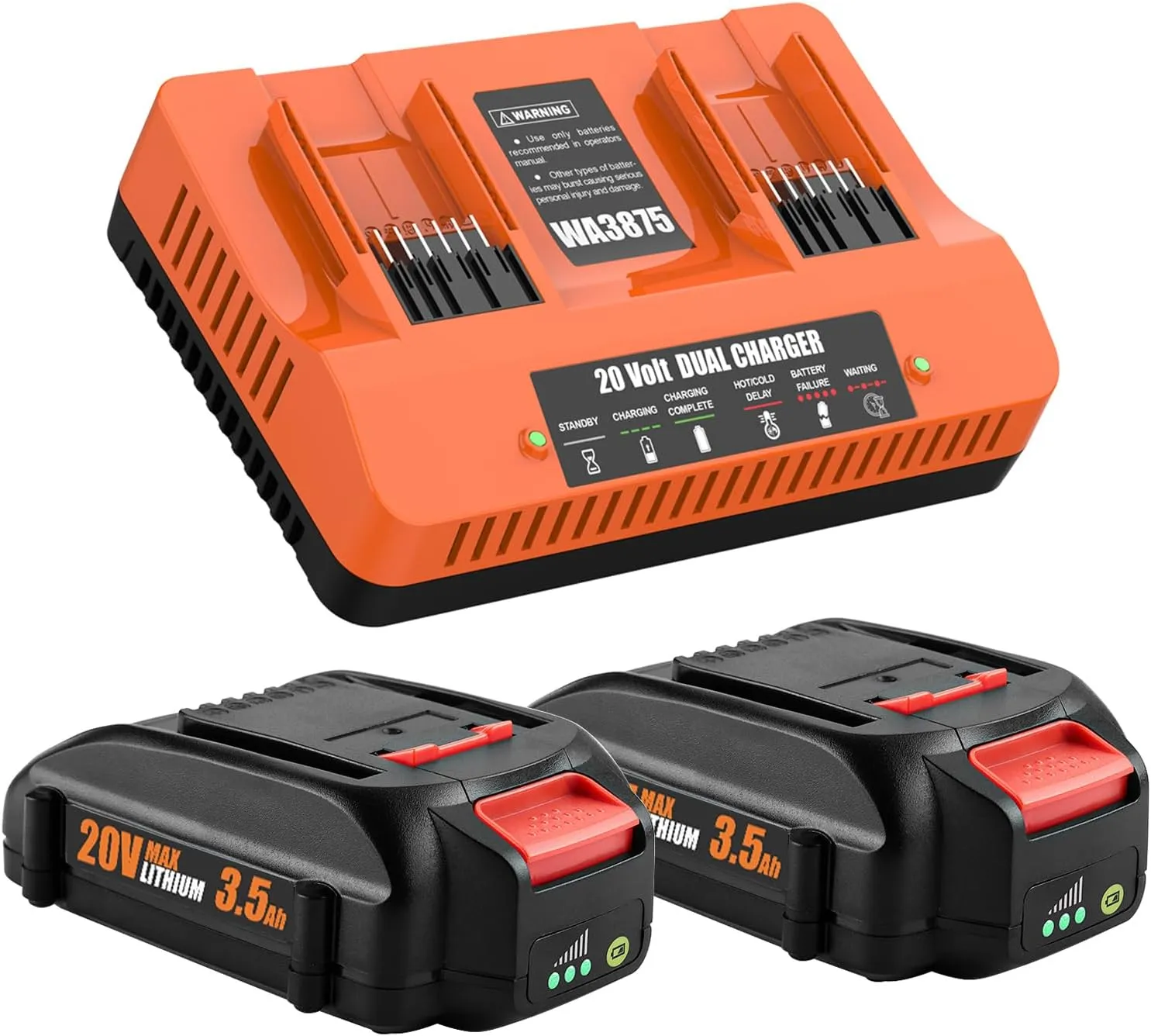 Powilling 20V Lithium Battery for Worx 20V Battery and Charger Kit, Compatible with All Worx Batteries WA3520 WA3525 WA3575 WG151s WG251s WG540s WG545s WG890 WG89