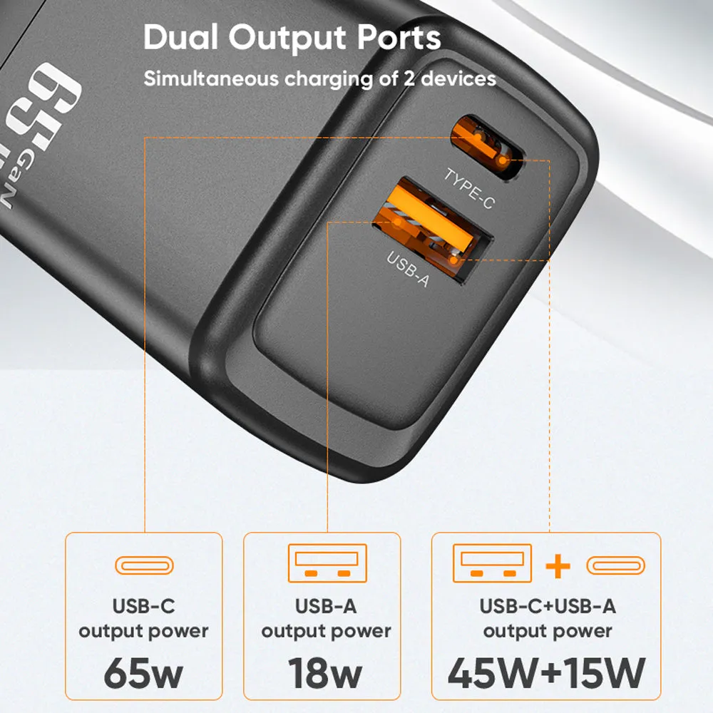 PowR 65W Dual USB GaN Charger