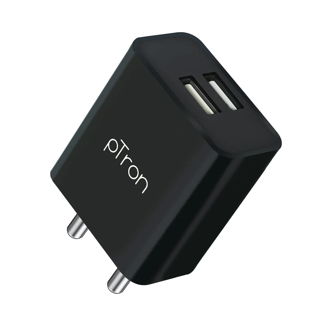 pTron Volta Dual Port 12W Smart USB Charger Adapter, Multi-Layer Protection, Made in India, BIS Certified, Fast Charging Power Adaptor Without Cable for All iOS & Android Devices (Black)
