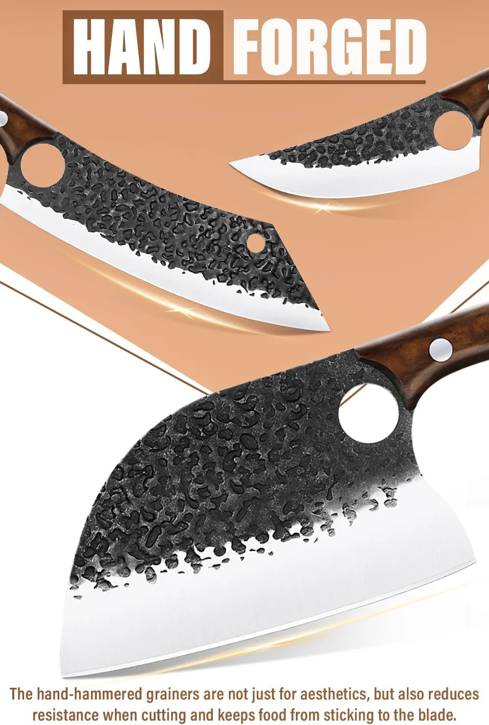 Purple Dragon Butcher Knife Set, 9 Pcs Chef Knife Set - Hand Forged Serbian Chef Knife Meat Cleaver Boning Viking Knives, Kitchen Knives Set with Roll Bag for Home Cooking, Outdoor Camping, BBQ