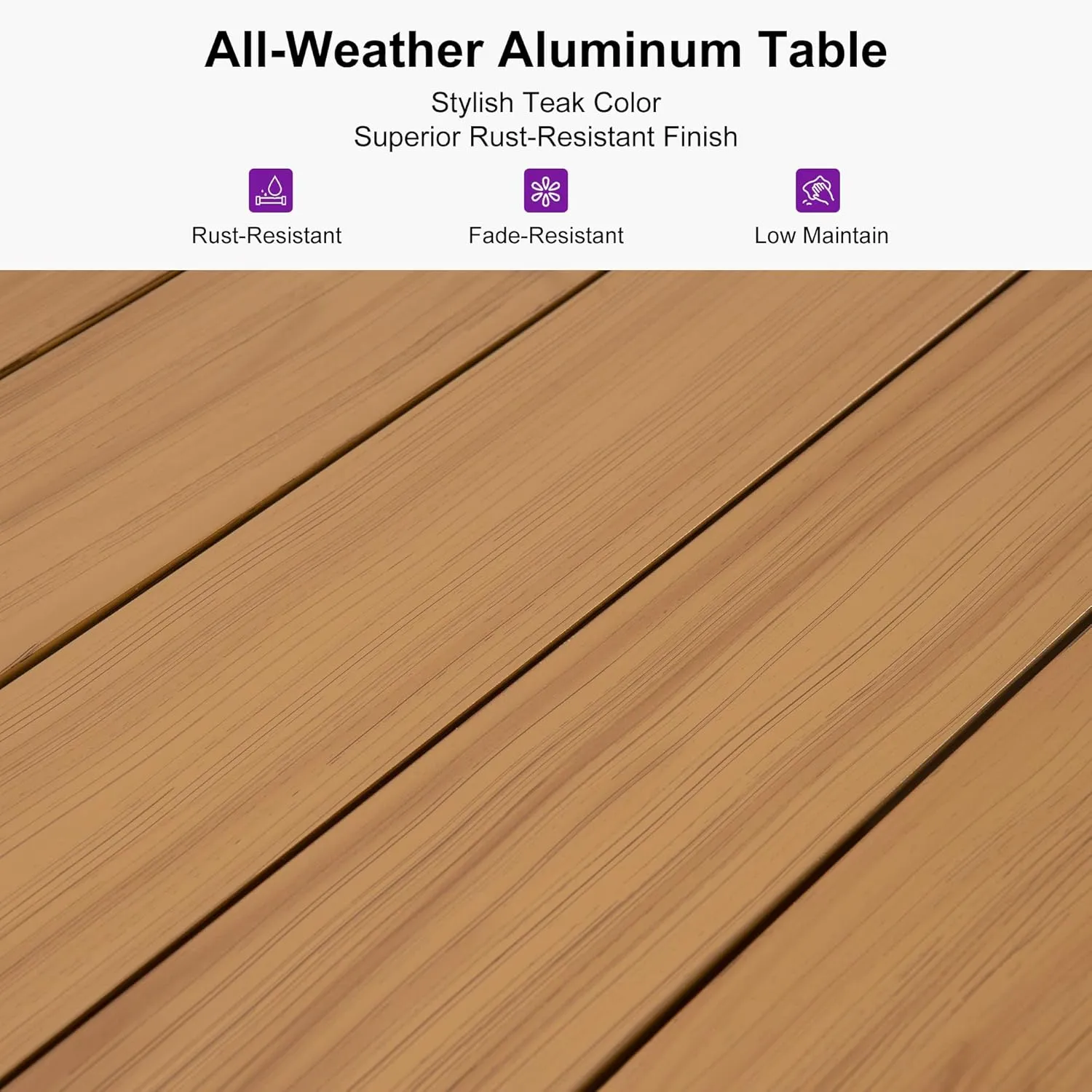 PURPLE LEAF 11 Pieces Patio Dining Set Wicker Outdoor Furniture Rectangular Table and Chairs Set for Garden Deck Teak-Finish Aluminum Frame Backyard Kitchen Set, Cushions and Pillows Included