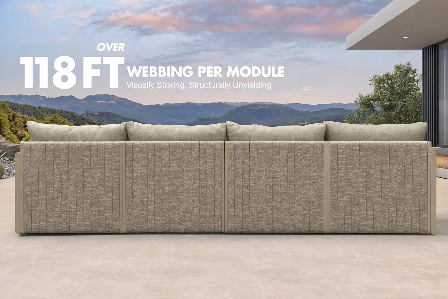 PURPLE LEAF Patio Furniture Set 6 Pieces Outdoor Conversation Sets with Coffee Table PP Rope Patio Sofa with Cushions and Table Manual Weaving Deep Seating Furniture for Porch Lawn Backyard Beige