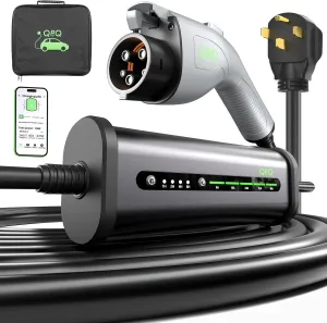 QPQ Level 2 EV Charger 40A 240V NEMA 14-50P, Portable Electric Vehicle Charging Stations Smart WiFi Enabled, 21FT Level 2 Charger with Box Holders for J1772 Evs