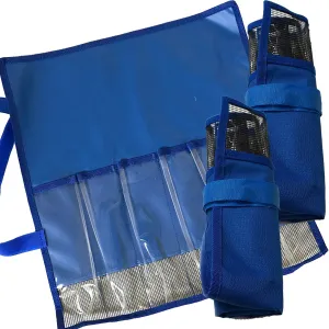 Qty 3 Fishing 6-Pocket Roll-up Trolling TACKLE Storage Jig Lures Bags - Blue