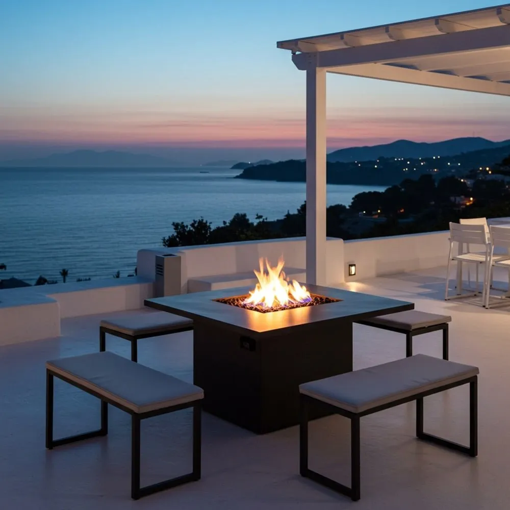 Quad Dining Fire Table (Tabletop) - Aluminum