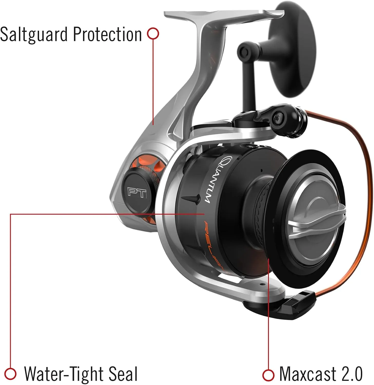 Quantum Reliance Spinning Fishing Reel, Durable Aluminum Body, Right or Left-Hand Retrieve with 6 Bearings (5   Continuous Anti-Reverse Clutch)