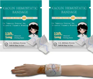 Quick Clot Gauze, First Aid Advanced Stop The Bleed Kit Combat Flexible Hemostatic Gauze-Bleed Stop Faster Wound Packing Medical,Survival Kit Supplies (3" x 12.5) (2)