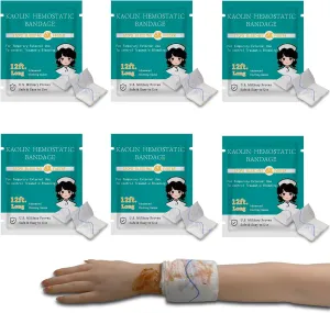 Quick Clot Gauze, First Aid Advanced Stop The Bleed Kit Combat Flexible Hemostatic Gauze-Bleed Stop Faster Wound Packing Medical,Survival Kit Supplies (3" x 12.5) (6)