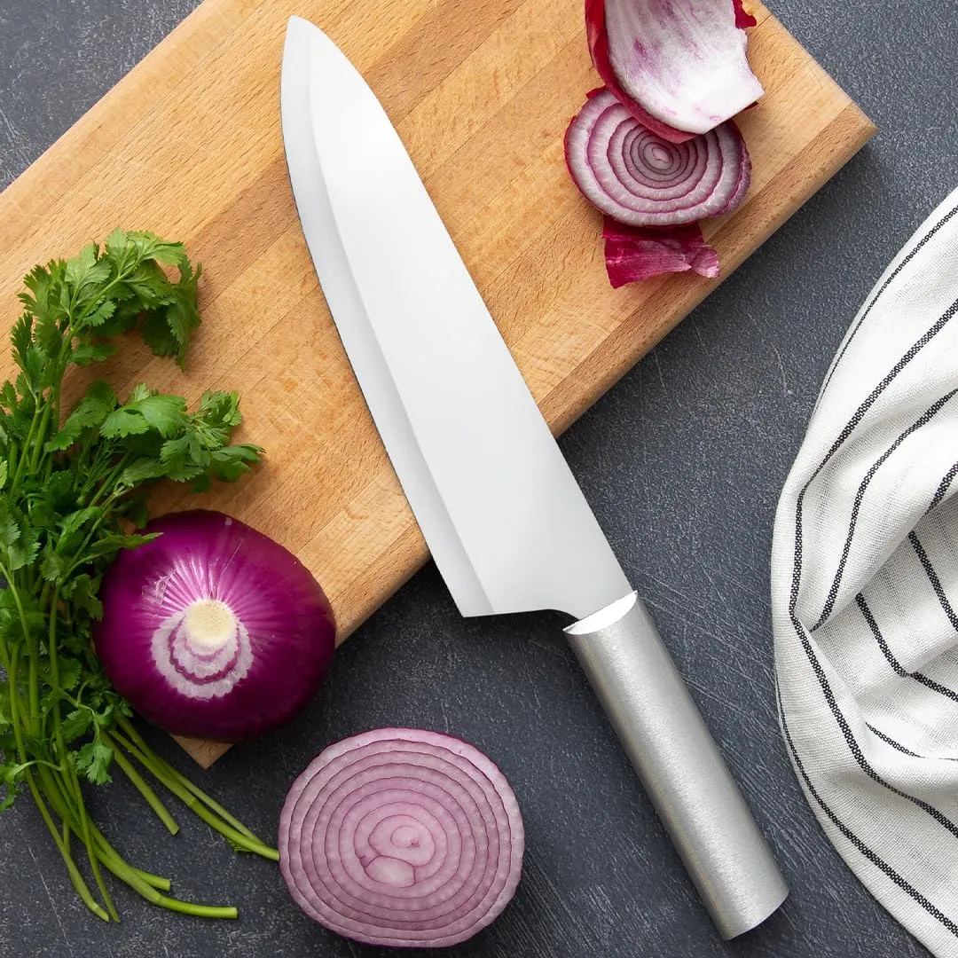 Rada Cutlery French Chef Knife (R131), 8.5" Stainless Steel Hollow Ground Blade, Made in USA, Silver Handle