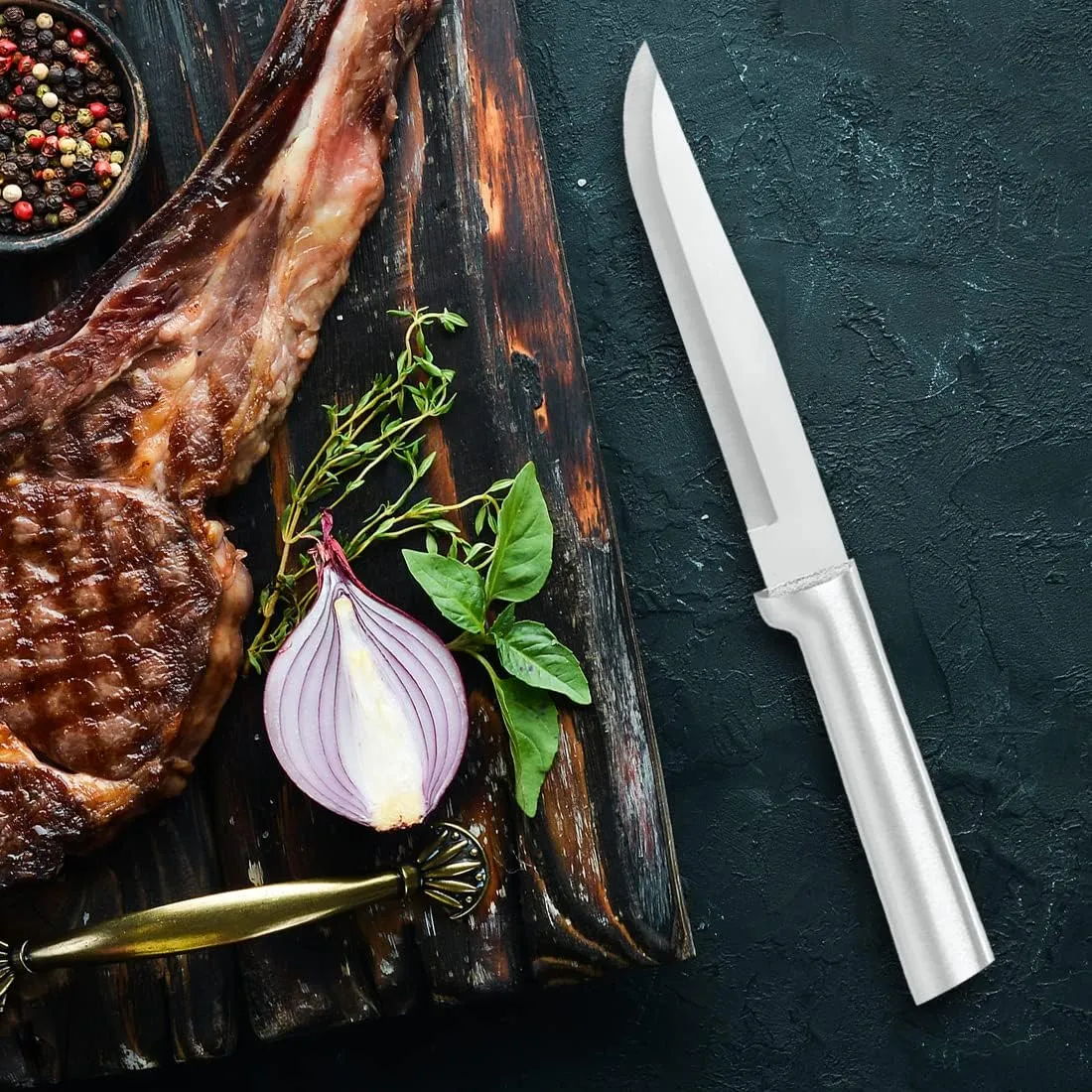 Rada Cutlery Stubby Butcher Knife, Made in USA, Silver Handle