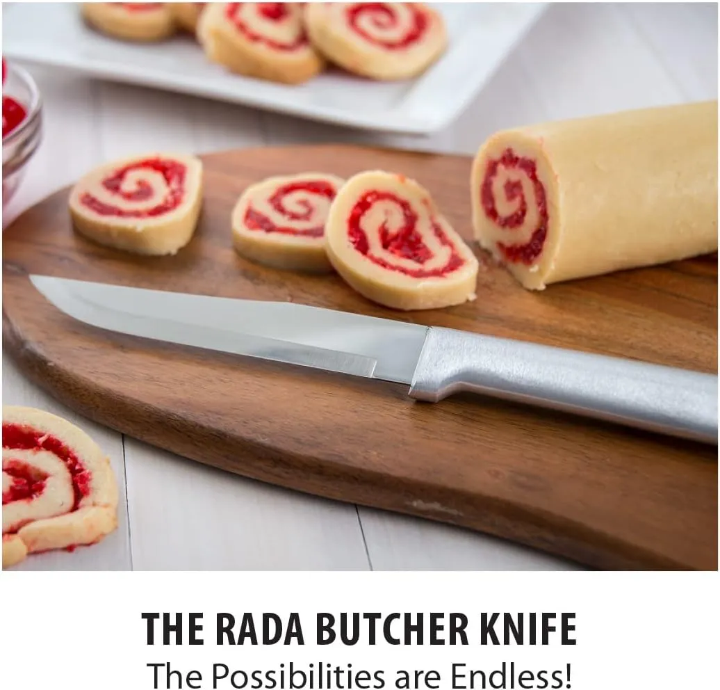 Rada Cutlery Stubby Butcher Knife, Made in USA, Silver Handle