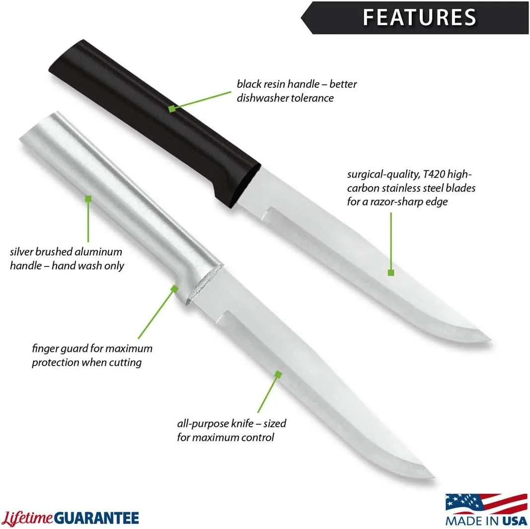 Rada Cutlery Stubby Butcher Knife, Made in USA, Silver Handle