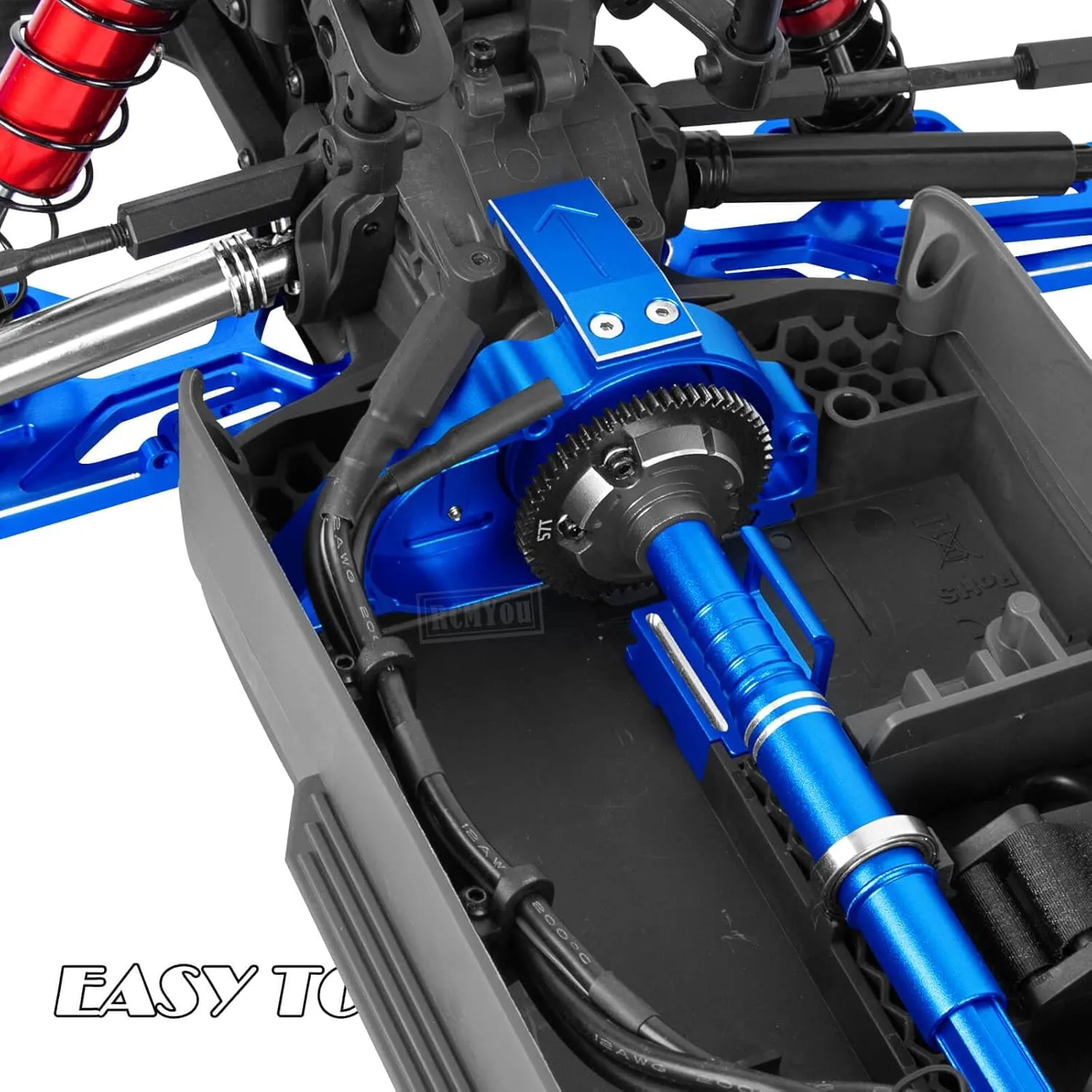 RC Center Gearbox Case & 57T Center Differential w/Pinions Upgrades Part for 1/10 Kraton 4x4 4S BLX Outcast 4x4 4S BLX 1/8 Mojave 4X4 4S BLX,Navy Blue