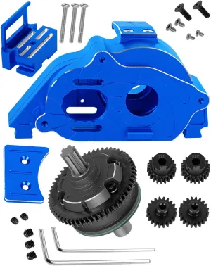 RC Center Gearbox Case & 57T Center Differential w/Pinions Upgrades Part for 1/10 Kraton 4x4 4S BLX Outcast 4x4 4S BLX 1/8 Mojave 4X4 4S BLX,Navy Blue