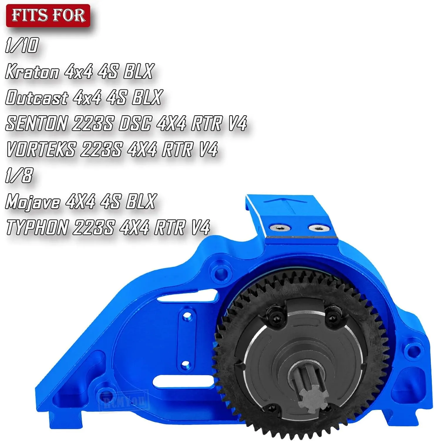 RC Center Gearbox Case & 57T Center Differential w/Pinions Upgrades Part for 1/10 Kraton 4x4 4S BLX Outcast 4x4 4S BLX 1/8 Mojave 4X4 4S BLX,Navy Blue