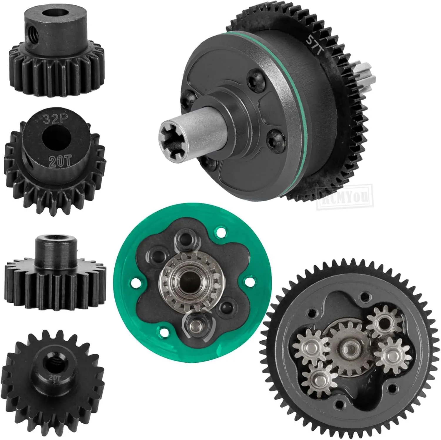 RC Center Gearbox Case & 57T Center Differential w/Pinions Upgrades Part for 1/10 Kraton 4x4 4S BLX Outcast 4x4 4S BLX 1/8 Mojave 4X4 4S BLX,Navy Blue