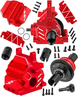 RC Diff Gear 43T/10T,Aluminum Front&Rear Gearbox Case Upgrades Part for 1/8 Kraton,Outcast,Notorious,Talion 6s BLX/EXB,1/7 Big Rrock,Fireteam,Mojave 6s BLX,Case Gears Hops Up,Red