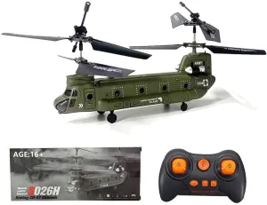 RC Helicopter Aircraft, S026H Dual-Rotor Transport Aircraft 2.4G RC 3CH Dual-Rotor Military Aerocraft Model RC Airplane for Beginner Adult (RTF Version/Army Green)