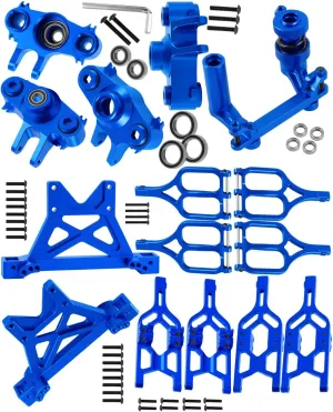 RC Upgrades Part for 1/10 T-Maxx/E-Maxx,Aluminum Suspension Arms & Steering Block Knuckle Arm w/Rubber Shielded Bearing & Shock Tower & Steering Bellcranks Servo Saver,Navy Blue