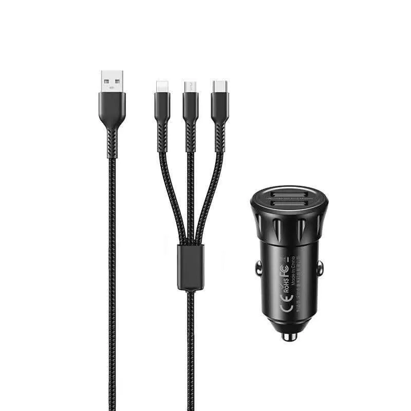 RCC236- 3 IN 1 Cables Car Charger (Black)