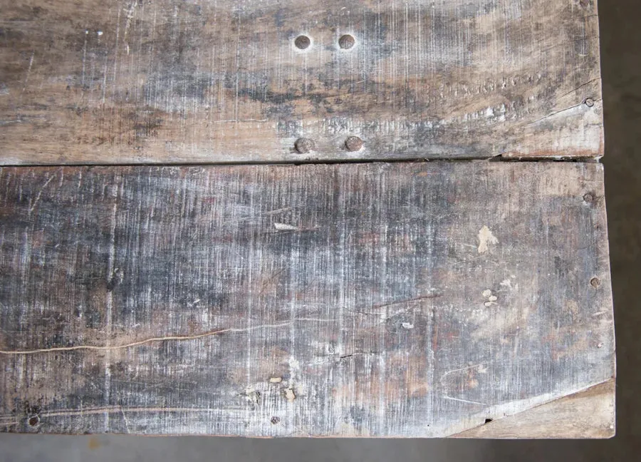 Reclaimed Wood Folding Table with Tin Patches