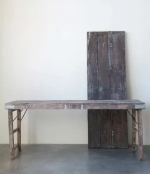 Reclaimed Wood Folding Table with Tin Patches