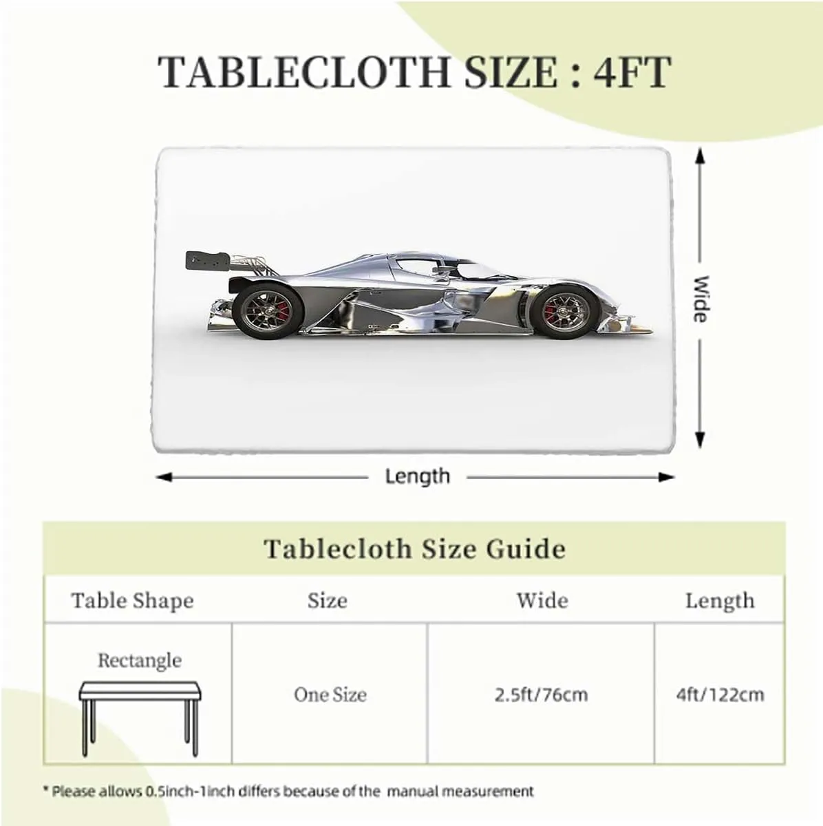 Red Black Fitted Tablecloth for Rectangle Table Modern Era Sports Car Designed Rectangle Table Cover for Outdoor Picnic Camping Parties,for 4 Foot Tables Cars