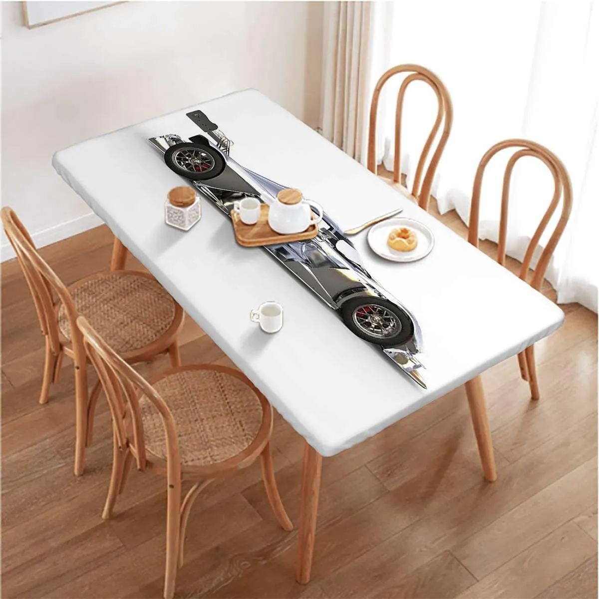Red Black Fitted Tablecloth for Rectangle Table Modern Era Sports Car Designed Rectangle Table Cover for Outdoor Picnic Camping Parties,for 4 Foot Tables Cars