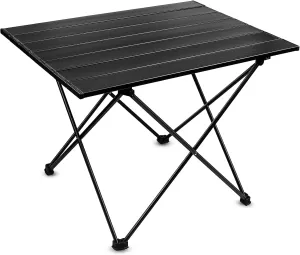 ReeMoo Medium Camping Table 22″L x16″W, Portable Folding Camping Side Table with Carry Bag, Lightweight Aluminum Folding Table Suitable for Beach, Camping, Picnic, Travel