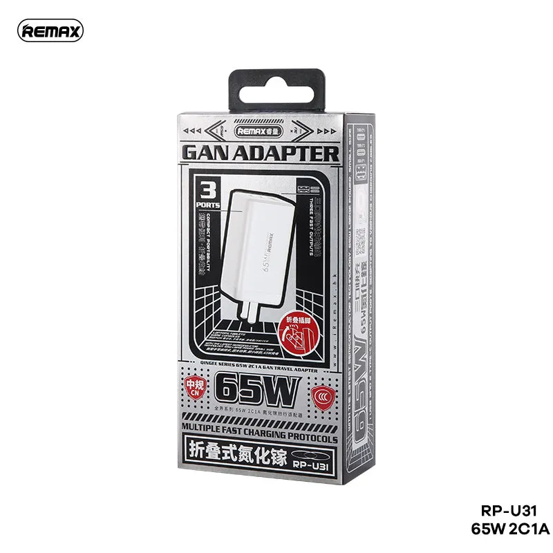 REMAX - RP-U31 Qingee Series PD QC GAN Charger ( 65W ) - White