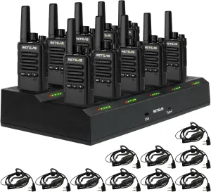 Retevis RT68B Walkie Talkies for Adults Long Range, with 10 Multi Way Charger, Easier Securer Charging, Rechargeable Two Way Radios for School Industry Warehouse(10 Pack)