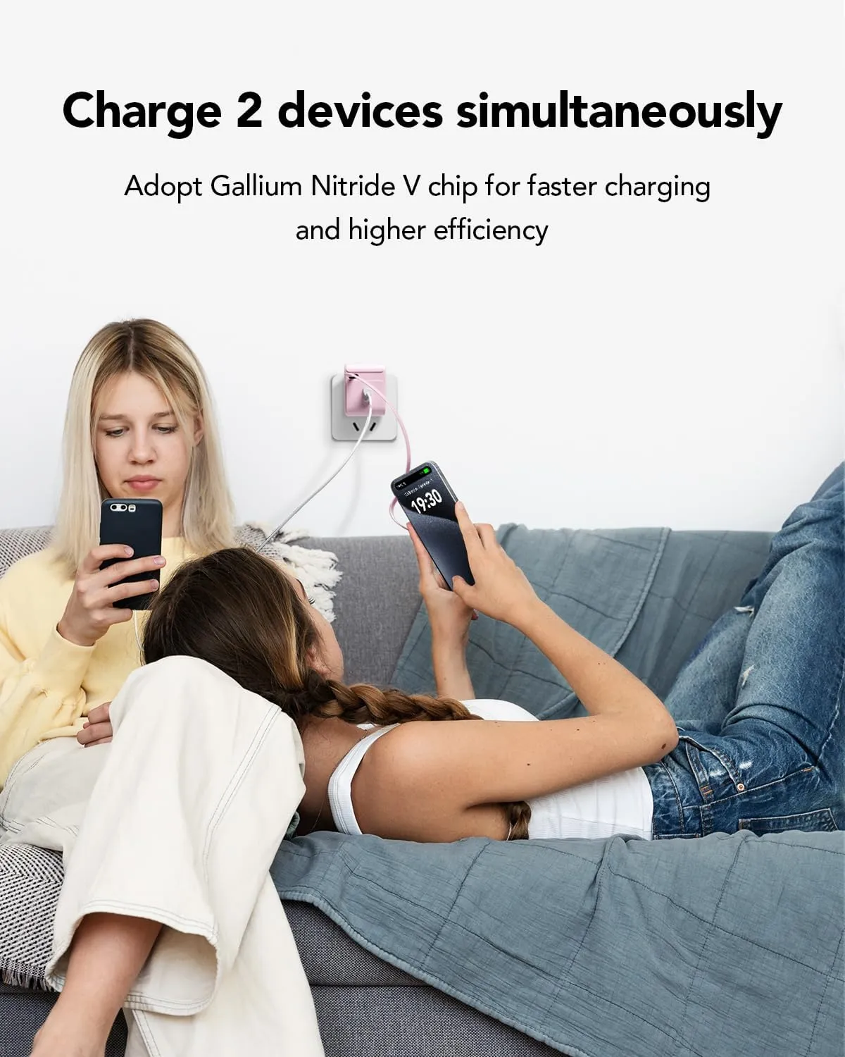 Retractable Wall Charger,35W PD Fast USB Charger Block with Retractable Type-C Cable,Portable Adapter with Foldable Plug for iPhone 16/15,Galaxy,Pixel,and Multiple Devices(Pink)