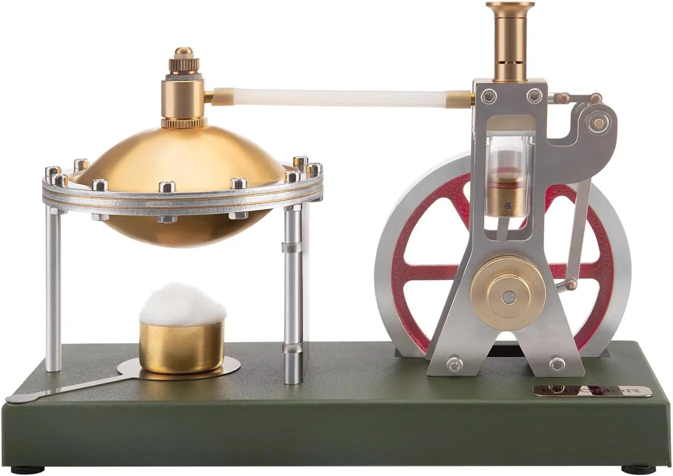 Retro Steam Engine Model, V-01 Vertical Steam Engine Model Kit with Spherical Boiler for Physical Science Experiment Display