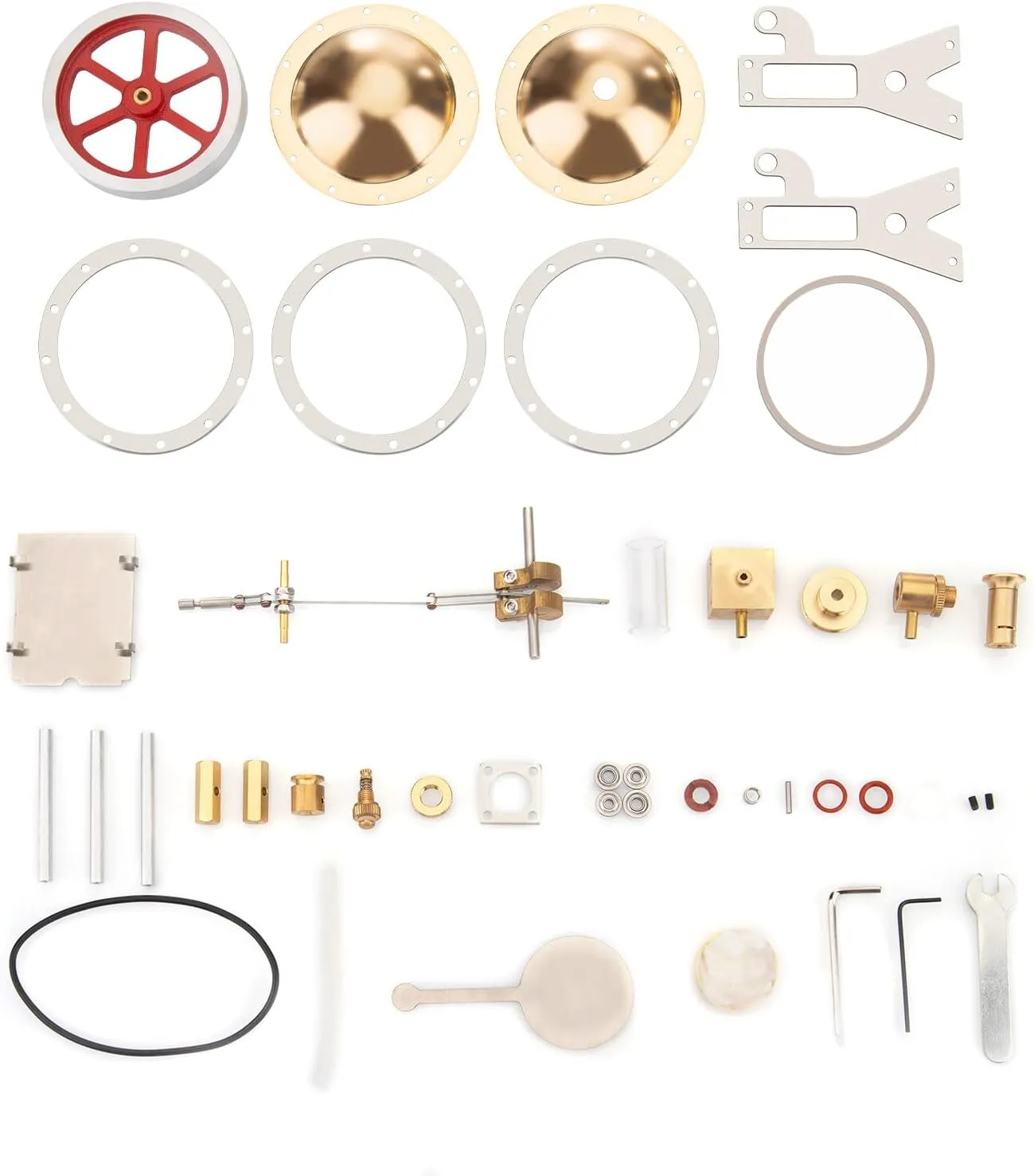 Retro Steam Engine Model, V-01 Vertical Steam Engine Model Kit with Spherical Boiler for Physical Science Experiment Display