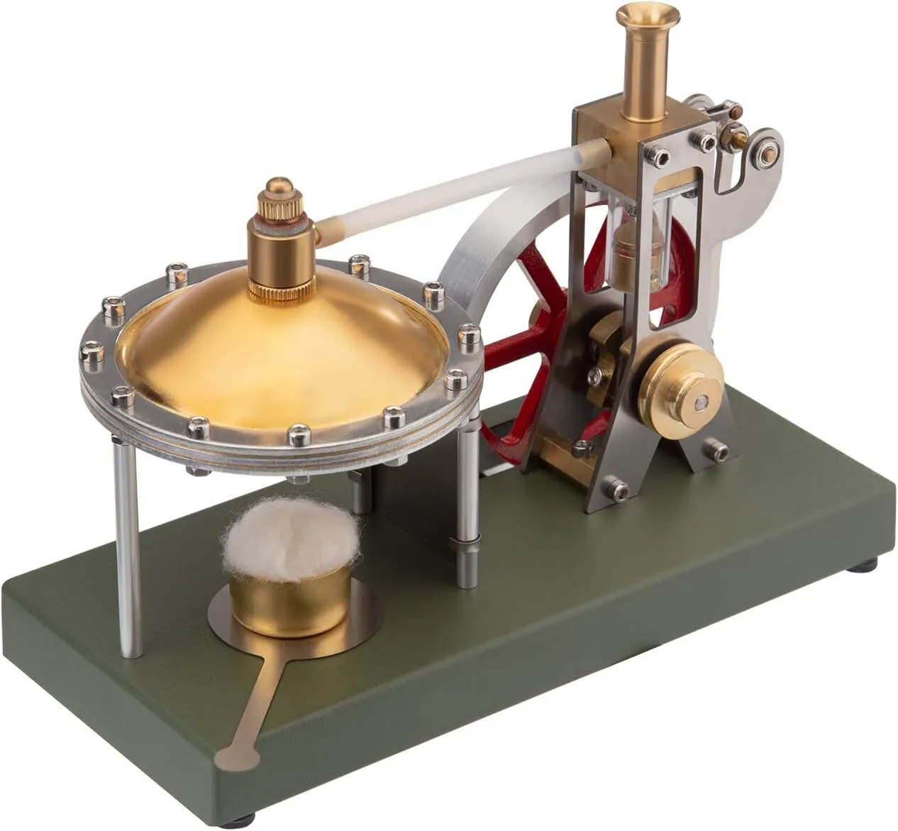 Retro Steam Engine Model, V-01 Vertical Steam Engine Model Kit with Spherical Boiler for Physical Science Experiment Display