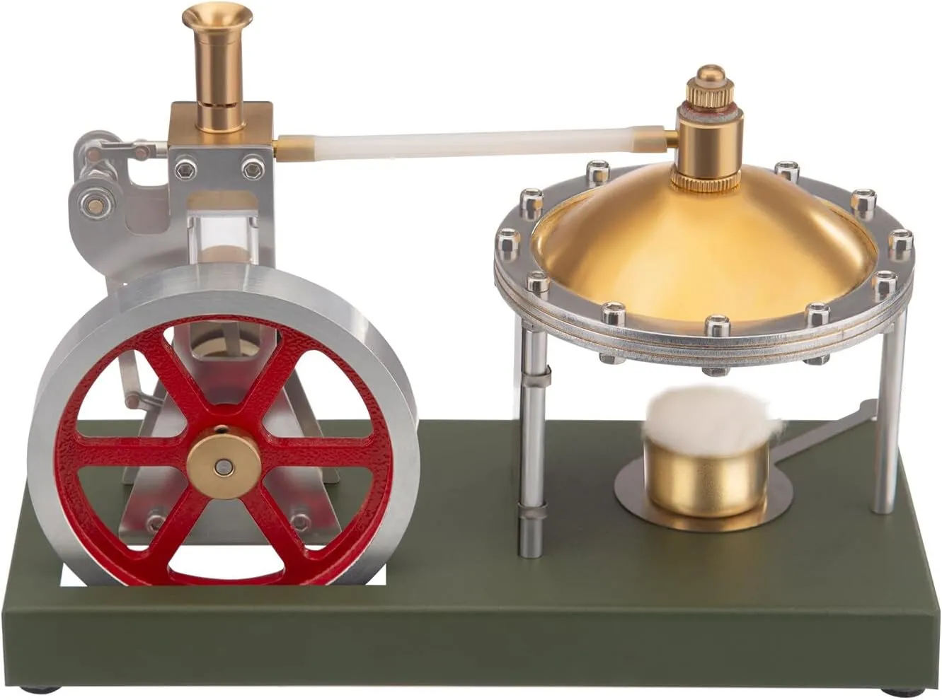Retro Steam Engine Model, V-01 Vertical Steam Engine Model Kit with Spherical Boiler for Physical Science Experiment Display