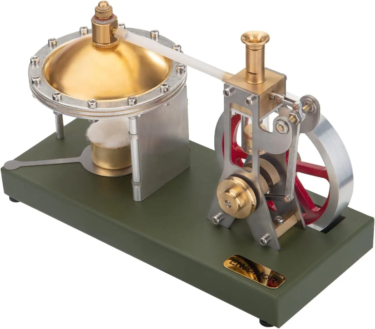 Retro Steam Engine Model, V-01 Vertical Steam Engine Model Kit with Spherical Boiler for Physical Science Experiment Display