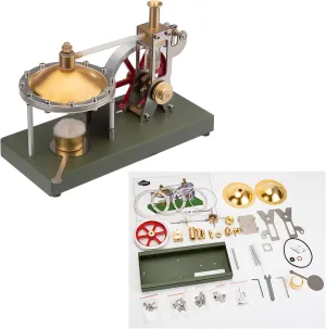 Retro Steam Engine Model, V-01 Vertical Steam Engine Model Kit with Spherical Boiler for Physical Science Experiment Display