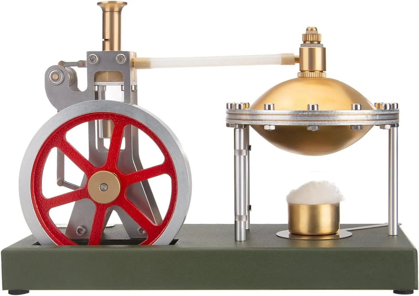 Retro Steam Engine Model, V-01 Vertical Steam Engine Model Kit with Spherical Boiler for Physical Science Experiment Display