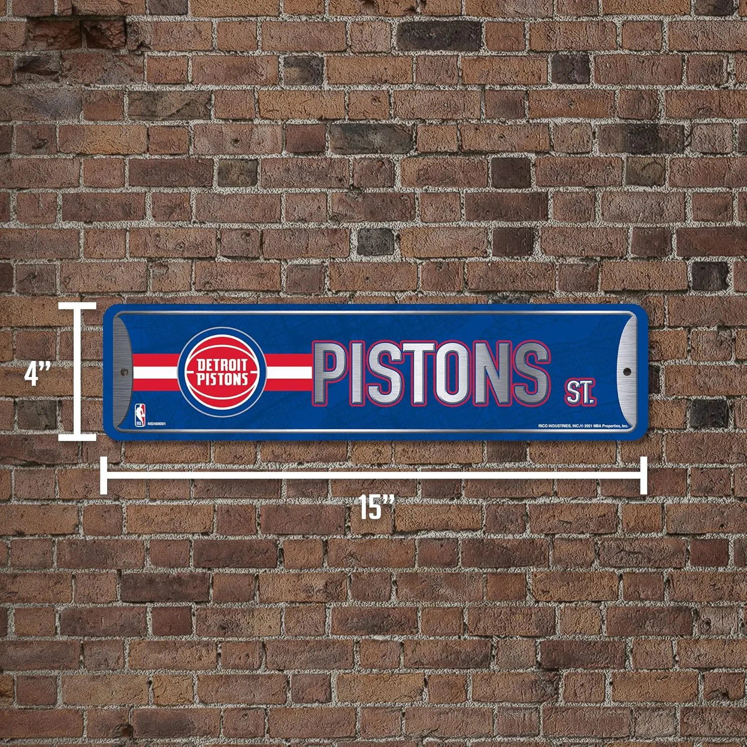 Rico Industries NBA Metal Street Sign Metal Street Sign 4" x 15" Home Décor - Bedroom - Office - Man Cave
