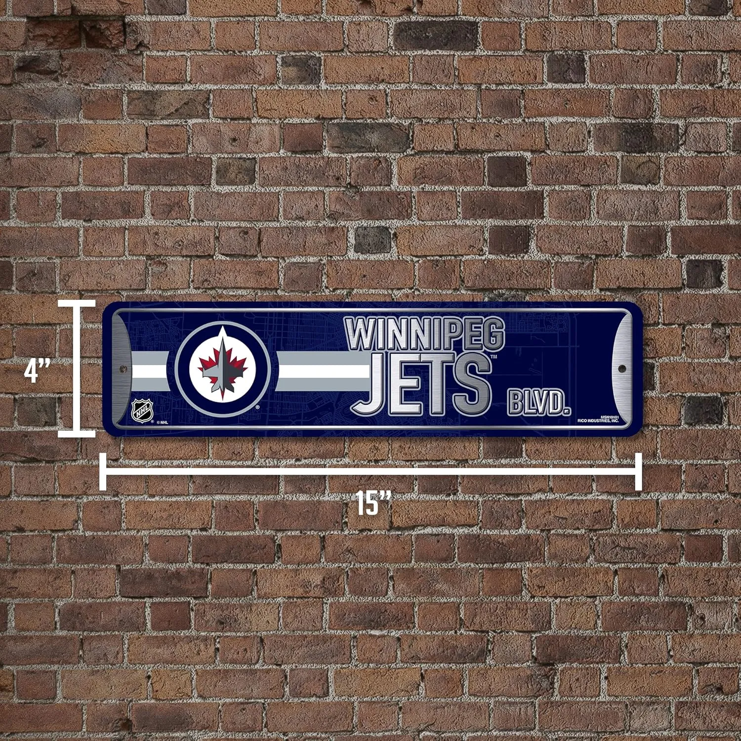 Rico Industries NHL Colorado Metal Street Sign Metal Street Sign 4" x 15" Home Décor - Bedroom - Office - Man Cave