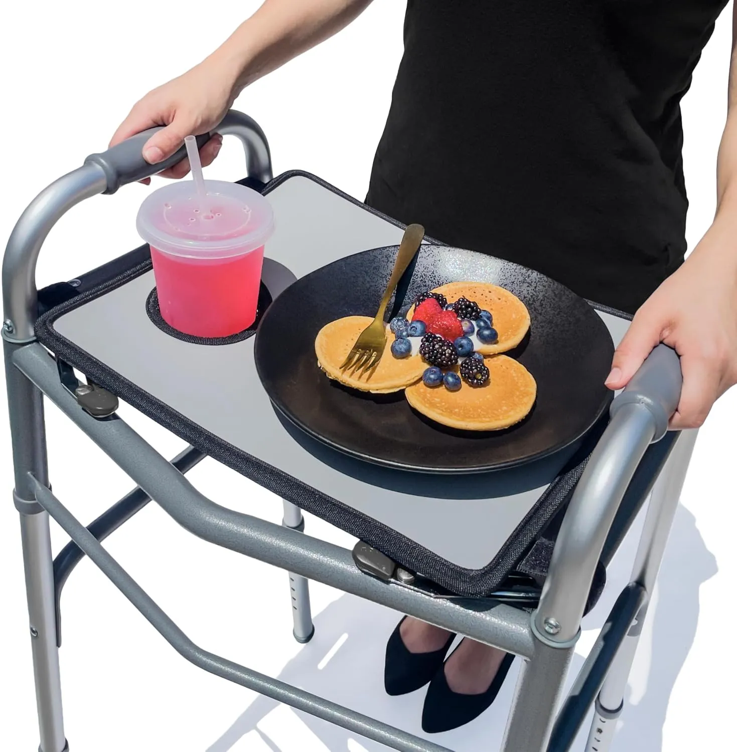 RMS Walker Tray with Cup Holder, fits Most Standard Folding Walker, Mobility Walker Accessories and Medical Table for Seniors or Individuals with Disability