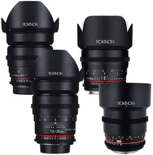 Rokinon Cine DS T1.5 4-Piece Cinema Lens Kit for Canon EF Bundle (24mm, 35mm, 50mm, and 85mm) (4 Items)