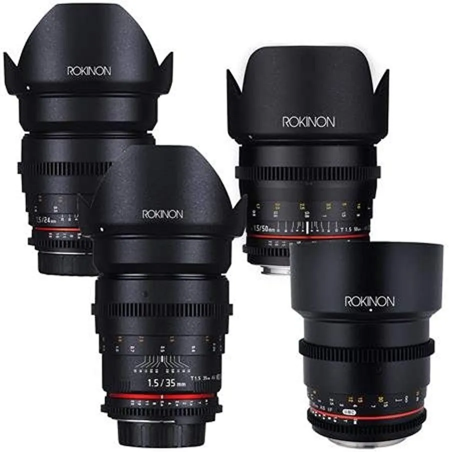 Rokinon Cine DS T1.5 4-Piece Cinema Lens Kit for Canon EF Bundle (24mm, 35mm, 50mm, and 85mm) (4 Items)