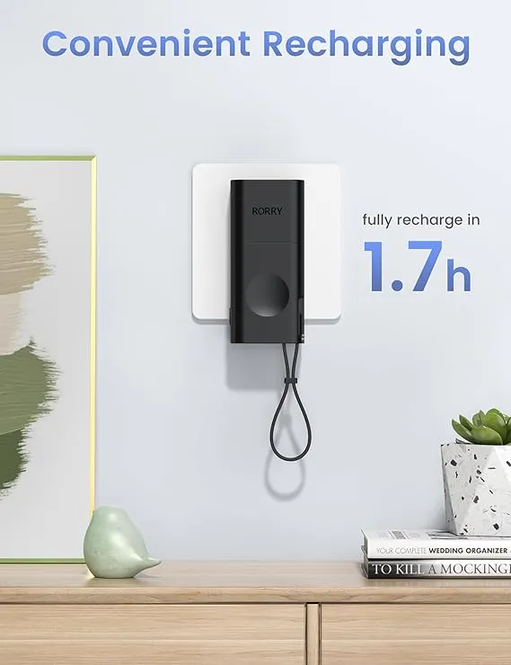 RORRY Power Bank, 5200mAh Portable Charger with Built-in Cable and AC Plug, PD 20W Fast Charging Battery Pack Compatible with iPhone, Apple Watch, AirPods, and More