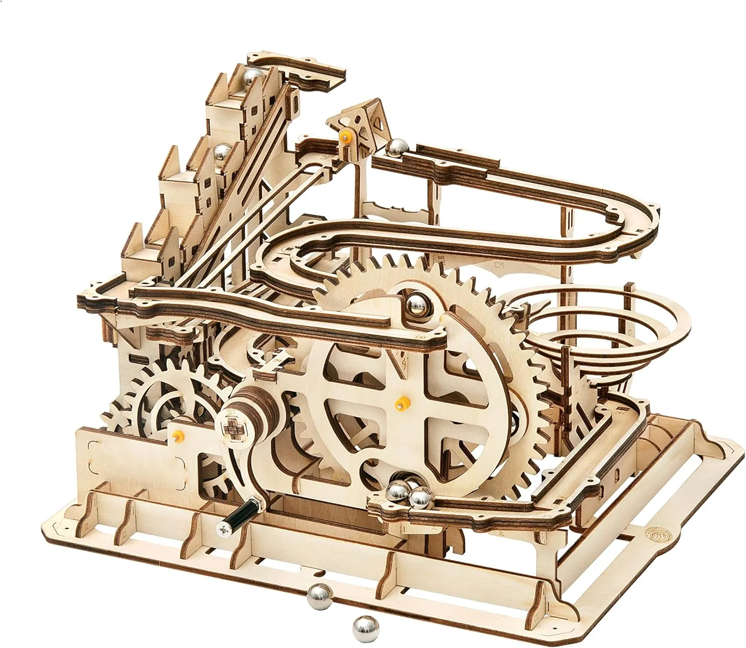 Rowood 3D Puzzles for Adults, Wooden Marblr Run Model Kit, DIY Building Kits for Adults to Build, Craft for Teens, Gift for Adults & Teen Boys Girls, Age 14 , Waterwheel Coaster