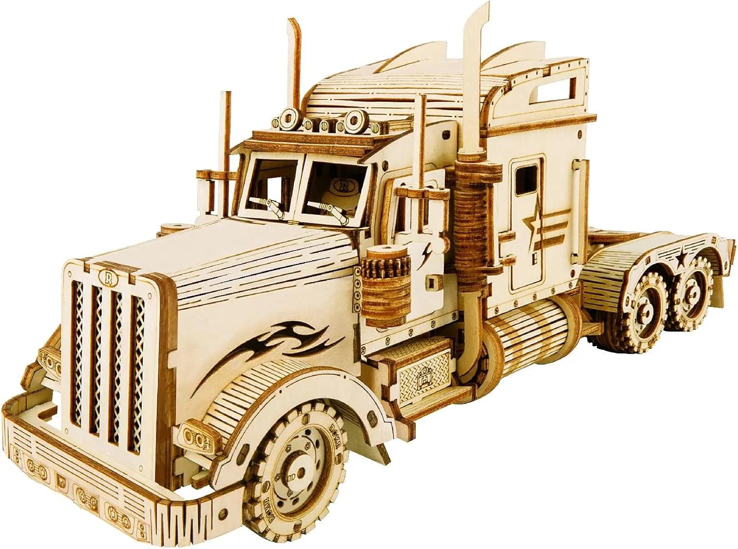 RoWood Model Car Kit to Build,3D Wooden Puzzle, Scale Mechanical Vehicle Model Building Kits, Best Toys Gift for Adults & Teens - Heavy Truck