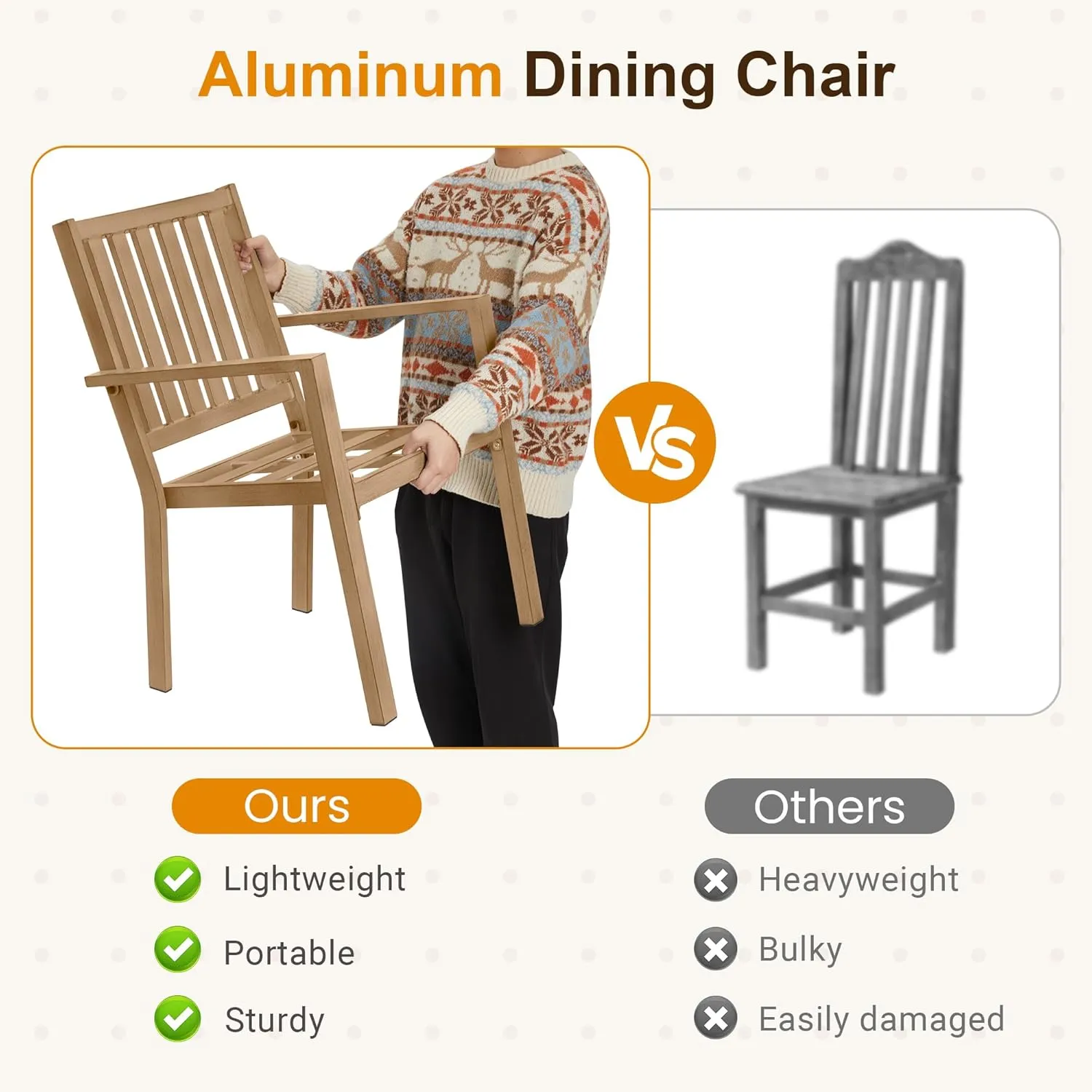 RoyalCraft Aluminum 7 Pieces Patio Dining Sets, Outdoor Dining Table with 6 Chairs, Outdoor Patio Dining Furniture Set with Removable Cushion for Lawn, Garden, Backyard, Brown