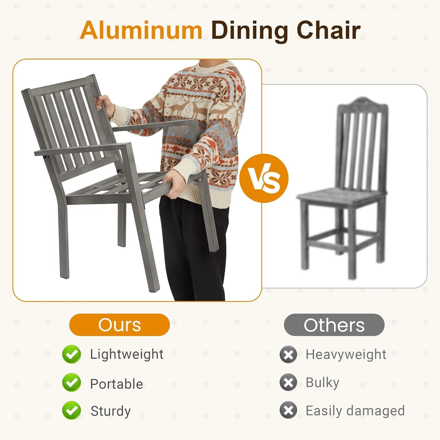 RoyalCraft Aluminum 7 Pieces Patio Dining Sets, Outdoor Dining Table with 6 Chairs, Outdoor Patio Dining Furniture Set with Removable Cushion for Lawn, Garden, Backyard, Gray