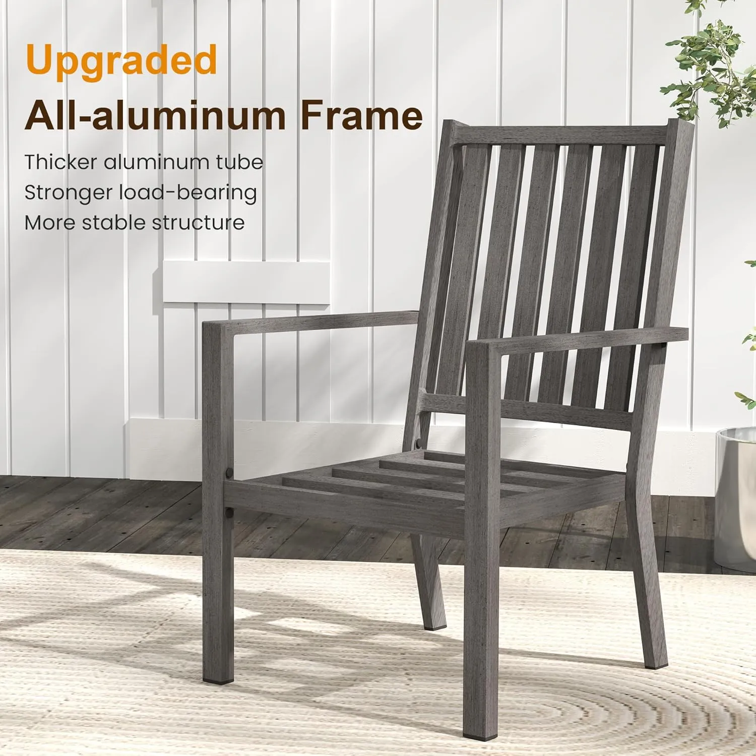 RoyalCraft Aluminum 7 Pieces Patio Dining Sets, Outdoor Dining Table with 6 Chairs, Outdoor Patio Dining Furniture Set with Removable Cushion for Lawn, Garden, Backyard, Gray